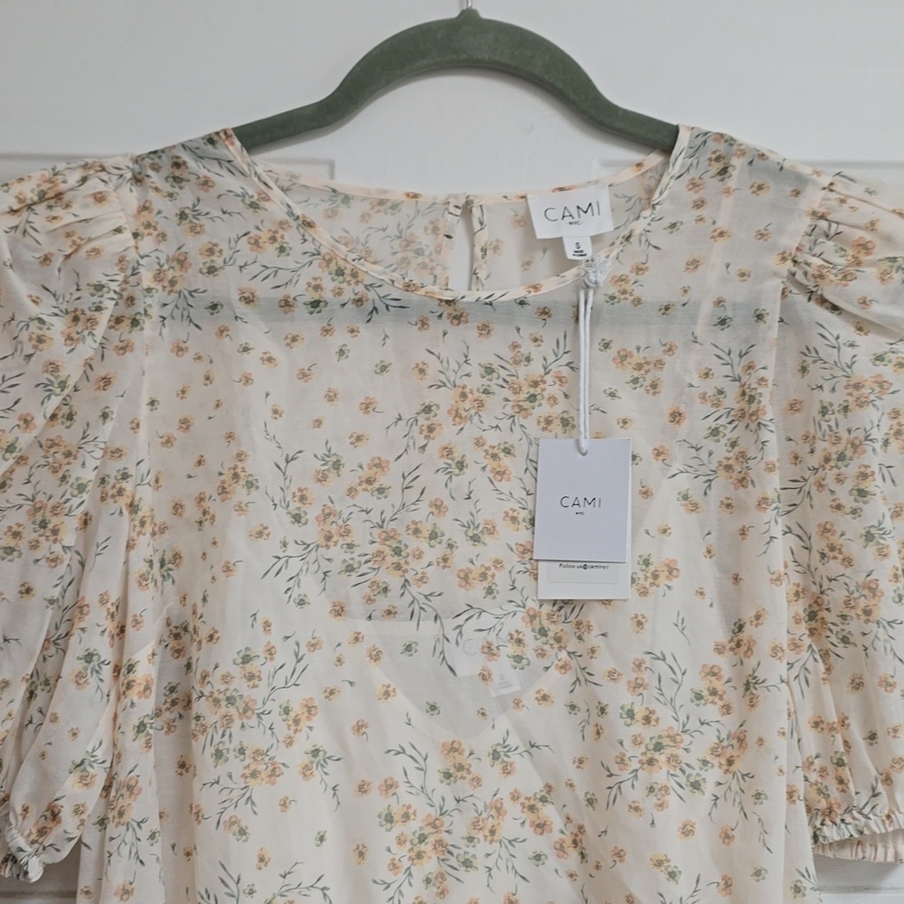 Cami NYC Rhela Cream Floral Puff Sleeve Blouse - Picture 3 of 10